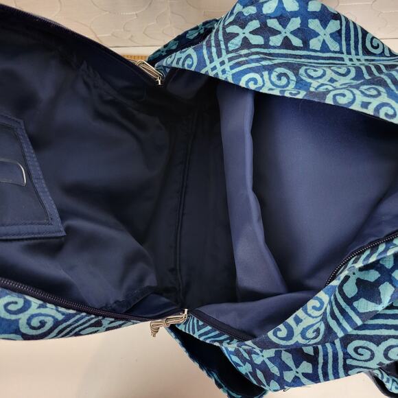 Vera Bradley Lighten Up Grand Cuban Tiles Womens Backpack Blue Laptop Bag - Picture 7 of 14